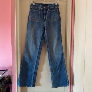 Polo Ralph Lauren Flare Leg Blue Jeans with Square Pockets in Front